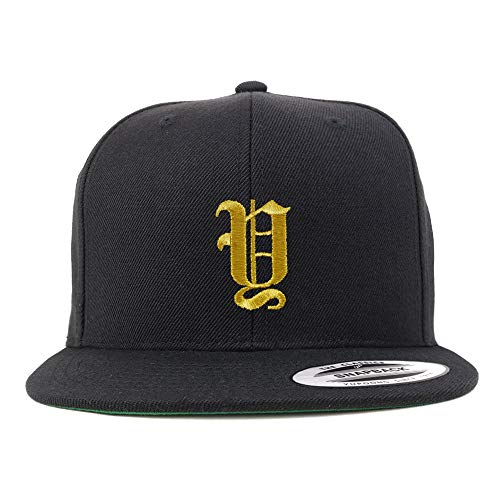 Trendy Apparel Shop Old English Gold Y Embroidered Snapback Flatbill Baseball Cap