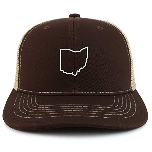 Trendy Apparel Shop Ohio State Outline Two Tone Mesh Back Trucker Baseball Cap