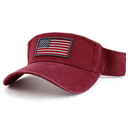 Trendy Apparel Shop USA American Flag Embroidered Polyester Summer Visor Hat
