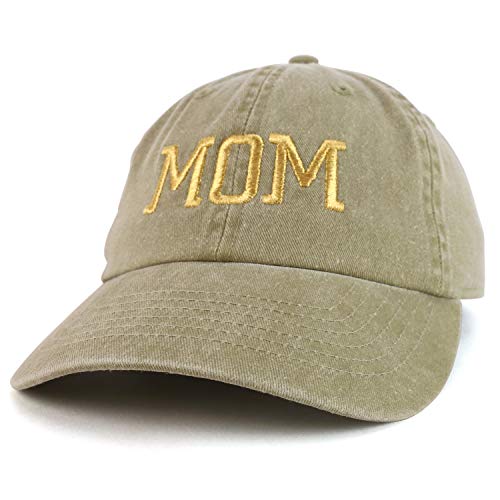 Trendy Apparel Shop Mom Capital Gold Thread Pigment Dyed Low Profile Cotton Cap