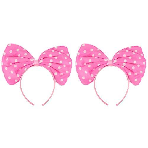 Trendy Apparel Shop Mouse Polka Dot Bow Ear Headband 2 Pack