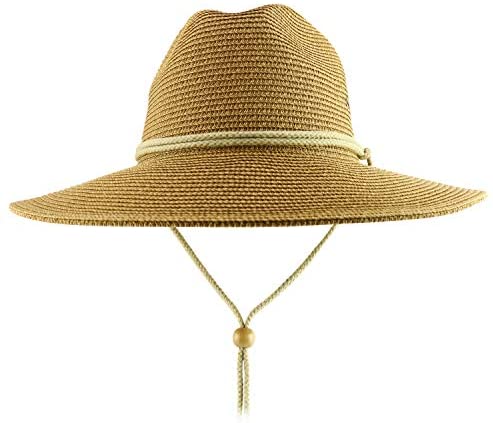 Trendy Apparel Shop Men's UPF 50+ Paper Braid Tweed Flat Brim Fedora