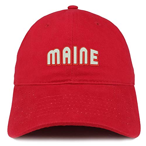 Trendy Apparel Shop Maine Bold Text Embroidered Soft Crown 100% Brushed Cotton Cap