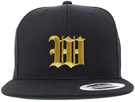 Trendy Apparel Shop Old English Gold W Embroidered Snapback Flatbill Baseball Cap