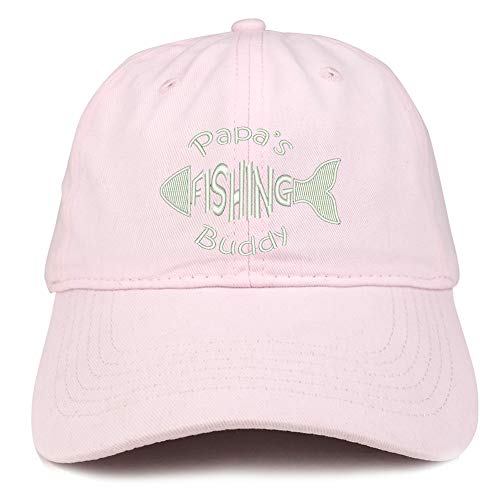 Trendy Apparel Shop Papa's Fishing Buddy Embroidered Soft Crown 100% Brushed Cotton Cap