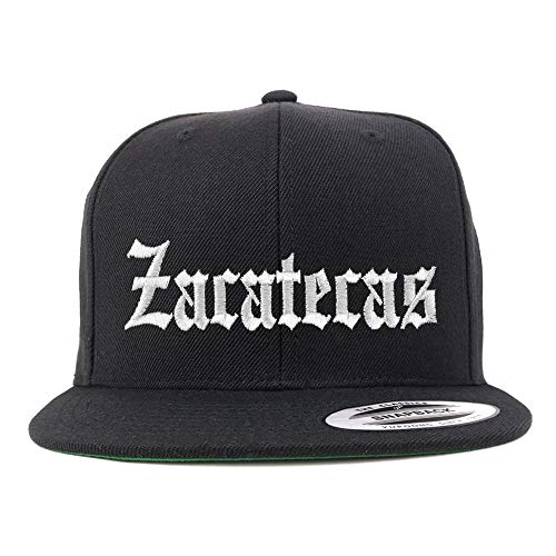 Trendy Apparel Shop Old English Zacatecas White Embroidered Flatbill Snapback Baseball Cap