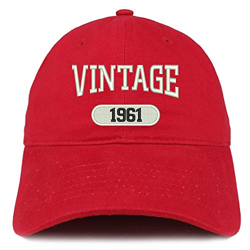 Trendy Apparel Shop 60th Birthday Vintage 1961 Soft Crown Brushed Cotton Cap