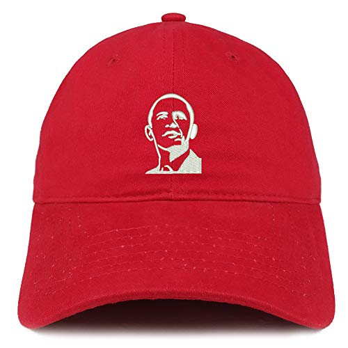 Trendy Apparel Shop Barack Obama Portrait Embroidered Brushed Cotton Cap
