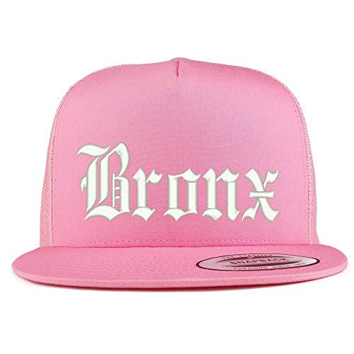 Trendy Apparel Shop Old English Font Bronx City Embroidered 5 Panel Mesh Cap