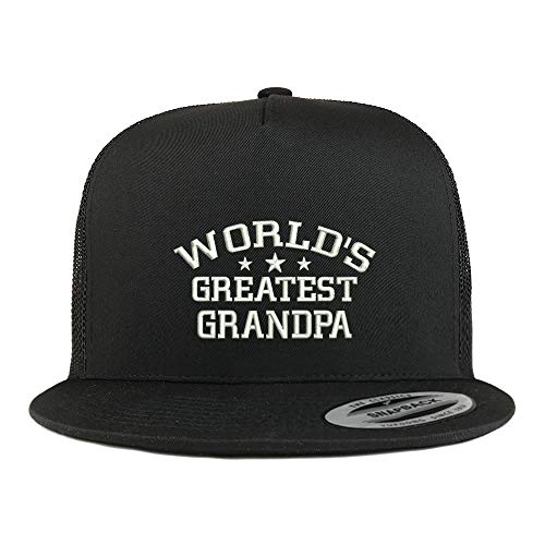 Trendy Apparel Shop Flexfit World's Greatest Grandpa Embroidered 5 Panel Flatbill Snapback Mesh Cap