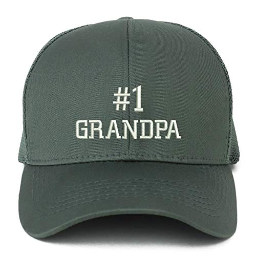 Trendy Apparel Shop XXL Number 1 Grandpa Embroidered Structured Trucker Mesh Cap