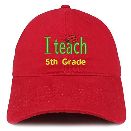 Trendy Apparel Shop I Teach 5th Grade Embroidered Soft Crown 100% Brushed Cotton Cap