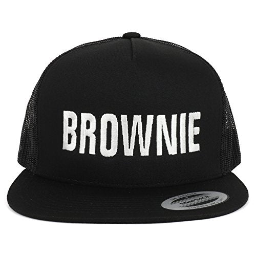 Trendy Apparel Shop Brownie Embroidered 5 Panel Flat Bill Mesh Cap
