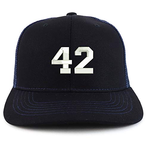 Trendy Apparel Shop Number 42 Collegiate Varsity Two Tone Trucker Baseball Cap