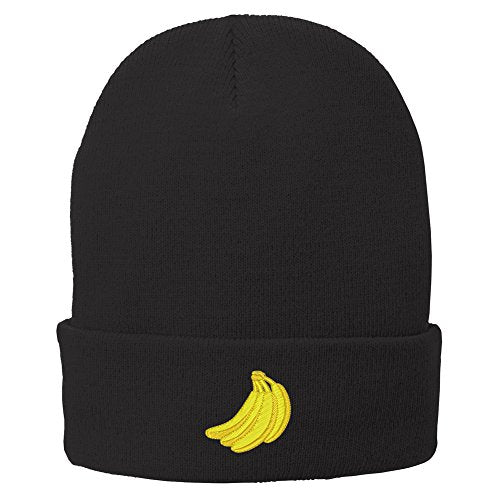 Trendy Apparel Shop Bananas Embroidered Winter Knitted Long Beanie