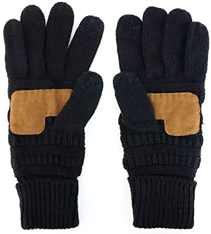 Trendy Apparel Shop Touchscreen Smartphone Suede Palm Texting Knit Gloves