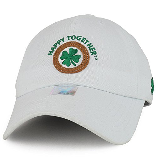 Trendy Apparel Shop Happy Together St Patrick Clover Embroidered Cotton Baseball Cap