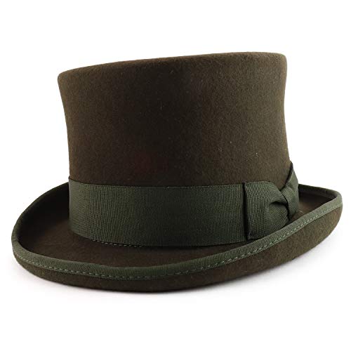 Trendy Apparel Shop Men's Wool Felt Tall Crown Top Hat