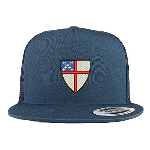 Trendy Apparel Shop Episcopal Shield 5 Panel Flatbill Trucker Mesh Snapback Cap