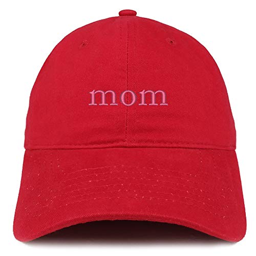 Trendy Apparel Shop Mom Pink Embroidered Soft Crown 100% Brushed Cotton Cap