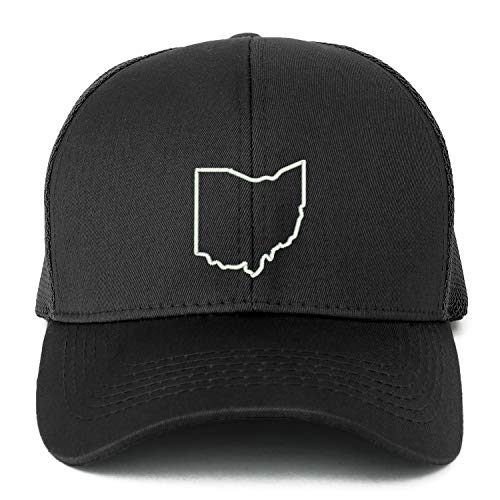 Trendy Apparel Shop XXL Ohio State Outline Embroidered Structured Trucker Mesh Cap