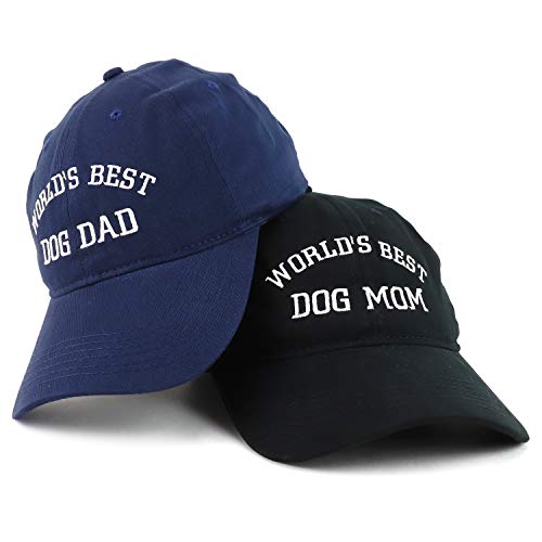 Trendy Apparel Shop World's Best Dog Mom and Dad Ever Soft Cotton 2 Pc Cap Set