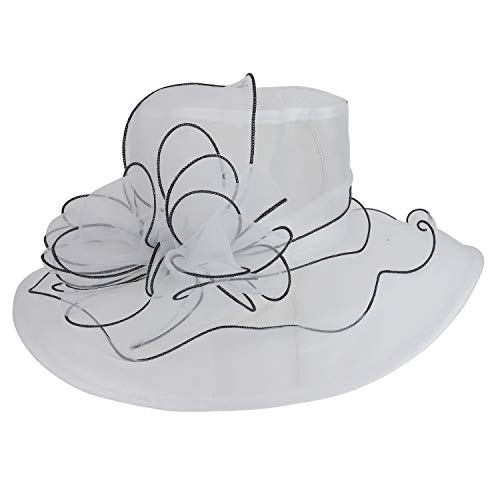 Trendy Apparel Shop Flower Decorated Mesh Ruffled Wide Brim Fashion Organza Hat