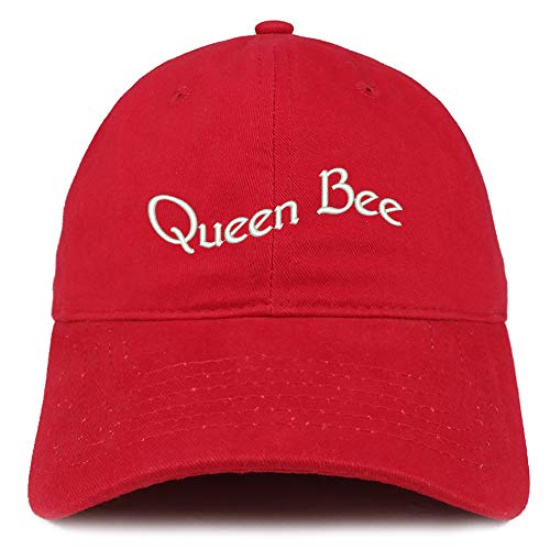 Trendy Apparel Shop Queen Bee Text Embroidered Soft Crown 100% Brushed Cotton Cap