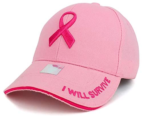 Trendy Apparel Shop Breast Cancer Pink Ribbon Survive Embroidered Baseball Cap