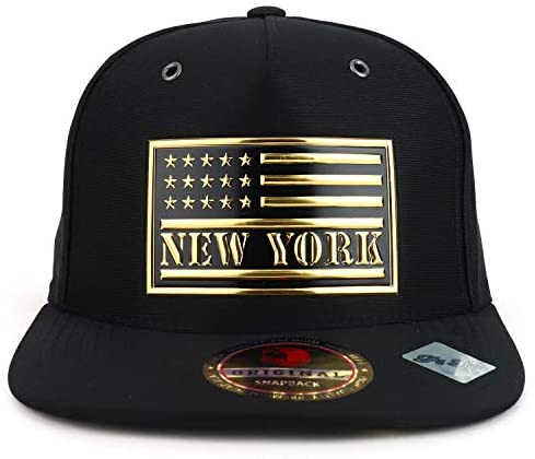 Trendy Apparel Shop High Frequency New York USA Flag Scuba Flatbill Snapback Cap