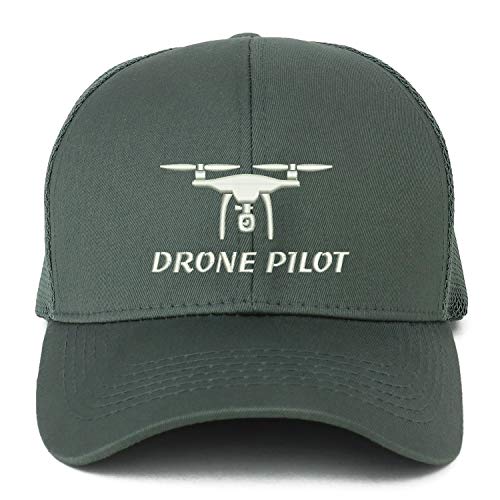 Trendy Apparel Shop XXL Drone Pilot Embroidered Structured Trucker Mesh Cap