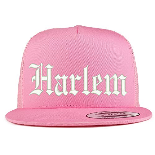 Trendy Apparel Shop Old English Font Harlem City Embroidered 5 Panel Mesh Cap