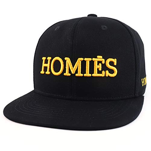 Trendy Apparel Shop Homies 3D Embroidered Flatbill Snapback Baseball Cap - Black