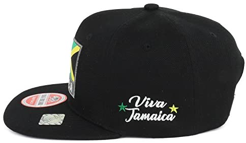 Trendy Apparel Shop Viva Jamaica Flag Embroidered Flat Bill Snapback Cap