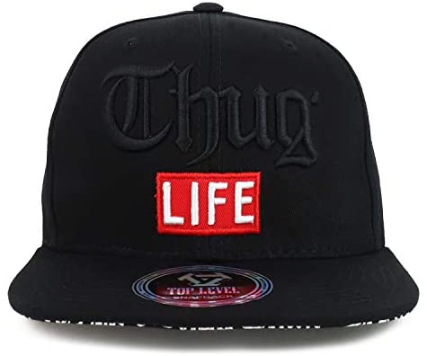 Trendy Apparel Shop 3D Thug Life Embroidered Flatbill Snapback Baseball Cap