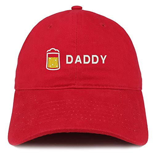 Trendy Apparel Shop Daddy with Beer Embroidered Brushed Cotton Cap