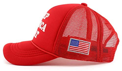 Trendy Apparel Shop Keep America Great Printed Trump Sponge Foam Trucker Cap - Red