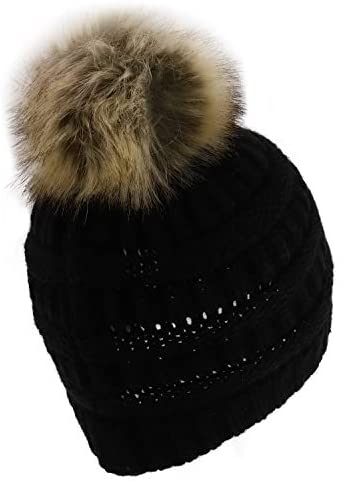 Trendy Apparel Shop Youth Size Kid's Solid Ribbed Pom Knit Beanie Hat