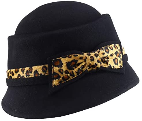 Camel Color Wool Cloche Hat with Leopard Band Leopard Cloche Hat - Etsy main image 2