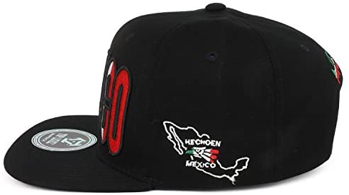 Trendy Apparel Shop Mexico Flag Outline Text Embroidered Flatbill Snapback Cap