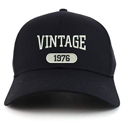Trendy Apparel Shop Vintage 1976 Embroidered 45th Birthday High Profile High Profile Trucker Mesh Cap