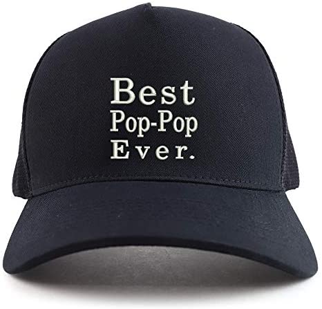 Trendy Apparel Shop Best Pop Pop Ever Embroidered Oversized 5 Panel XXL Trucker Mesh Cap