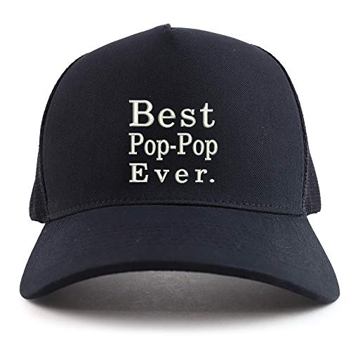 Trendy Apparel Shop Best Pop Pop Ever Embroidered Oversized 5 Panel XXL Trucker Mesh Cap