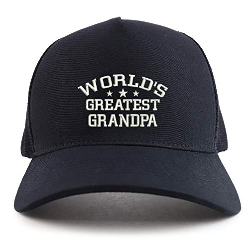 Trendy Apparel Shop World's Greatest Grandpa Embroidered Oversized 5 Panel XXL Trucker Mesh Cap