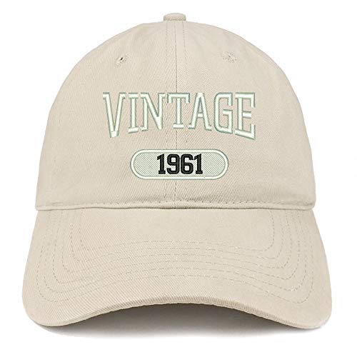 Trendy Apparel Shop 60th Birthday Vintage 1961 Soft Crown Brushed Cotton Cap