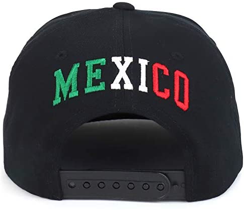 Trendy Apparel Shop 3D Mexico Text Flag Embroidered Flatbill Snapback Cap