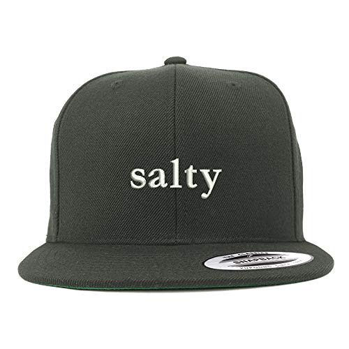 Trendy Apparel Shop Flexfit XXL Salty Embroidered Structured Flatbill Snapback Cap