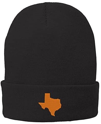 Trendy Apparel Shop Texas State Map Embroidered Winter Knit Long Beanie