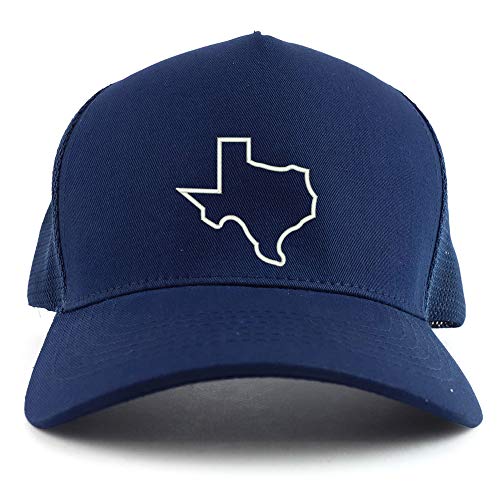 Trendy Apparel Shop Texas State Outline Embroidered Oversized 5 Panel XXL Trucker Mesh Cap