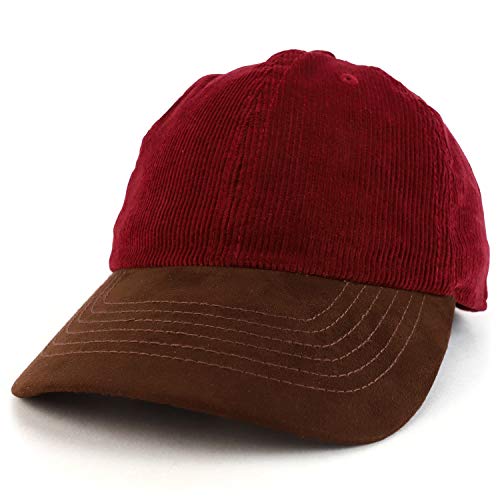 Trendy Apparel Shop 2 Tone 100% Cotton with Synthetic Suede Visor Baseball Cap